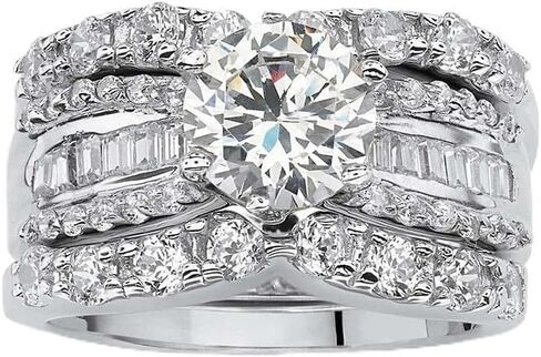 925 sterling Silve Plated Engagement Rings مجموعة للسيدات 3pcs لذيذ الزركونيا الزفاف الزفاف العصابات اللانهائية CZ in Kuwait