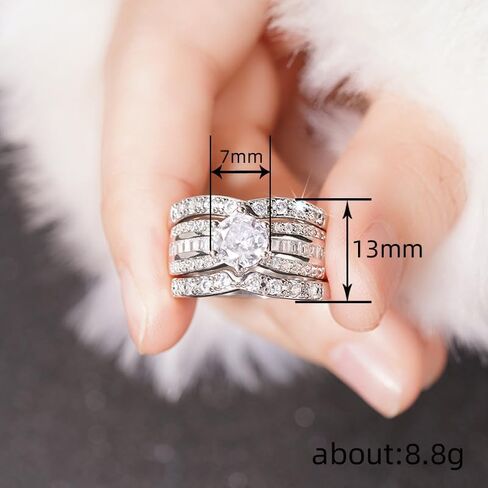 925 sterling Silve Plated Engagement Rings مجموعة للسيدات 3pcs لذيذ الزركونيا الزفاف الزفاف العصابات اللانهائية CZ in Kuwait