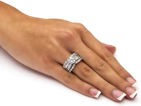 925 sterling Silve Plated Engagement Rings مجموعة للسيدات 3pcs لذيذ الزركونيا الزفاف الزفاف العصابات اللانهائية CZ in Kuwait