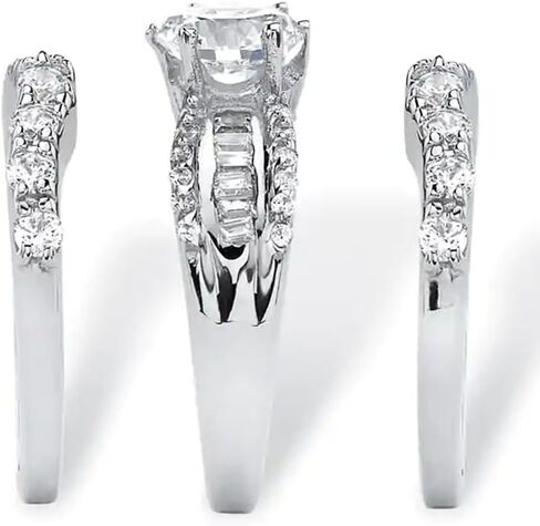 925 sterling Silve Plated Engagement Rings مجموعة للسيدات 3pcs لذيذ الزركونيا الزفاف الزفاف العصابات اللانهائية CZ in Kuwait