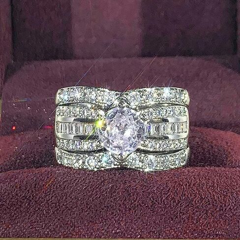 925 sterling Silve Plated Engagement Rings مجموعة للسيدات 3pcs لذيذ الزركونيا الزفاف الزفاف العصابات اللانهائية CZ in Kuwait
