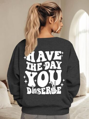Skeleton Sweatshirts For Women Have The Day You Deserve Graphic Pullover Fall Winter Long Sleeve Tops in Kuwait