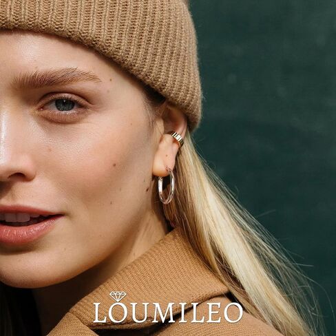 Loumileo 4mm عريض كبير أقراط الفضة الخفيفة 925 أقراط الفضة الاسترليني للنساء Hypoallergenic الأطواق الرقيقة الكبيرة للنساء 30/40/10/00/70 ملم in Kuwait