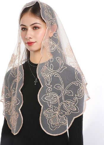Bozidol Mantilla Veils for Church Catholic, Triangle Virgin Mary and Child Chapel Veil, Latin Mass Head Coverings for Women in Saudi Arabia