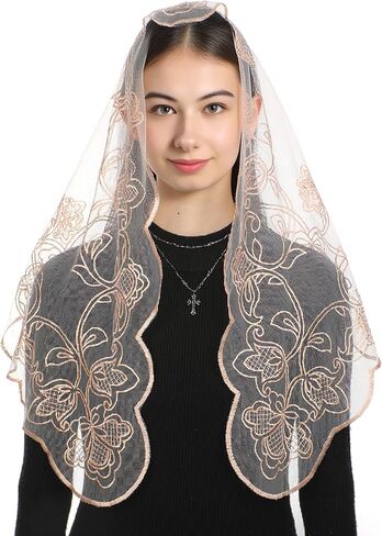 Bozidol Mantilla Veils for Church Catholic, Triangle Virgin Mary and Child Chapel Veil, Latin Mass Head Coverings for Women in Saudi Arabia