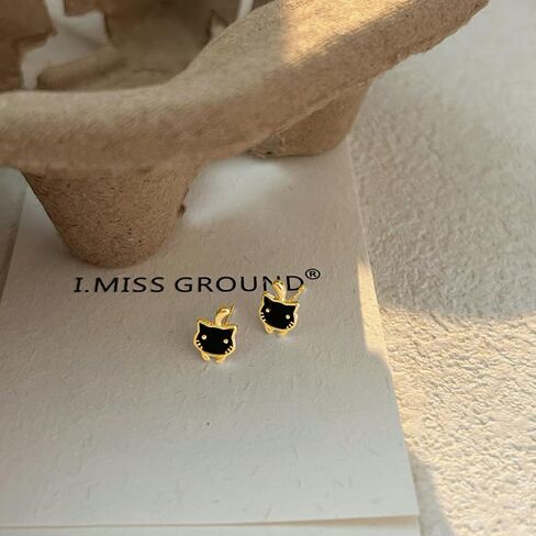 SLUYNZ 925 Sterling Silver Lovely Black Cat Earrings Studs for Women Teens Cat Studs Earrings for Cat Lovers in Saudi Arabia