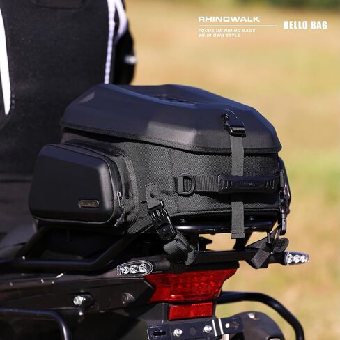 Motorcycle Tail Bag 23-35L Rhinowalk Expandable Motorcycle Luggage Waterproof Motorbike Backpack Helmet Bag with Waterproof Rain Cover for Travel Carbon Fiber Black in Saudi Arabia