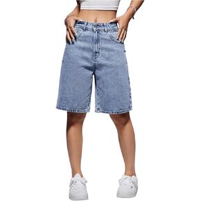 GORGLITTER Women's Bermuda Jean Shorts Jorts High Waisted Trendy Denim Shorts Loose Fit Long Shorts