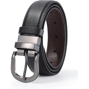 AWAYTR Boys Black Dress Belt - Kids Reversible Leather Belt with Metal Buckle Youth Toddler Belt for Pants