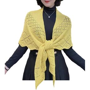 Triangle Knitted Scarf Hollow Out Shawls and Wraps Lightweight Scarves for Year-round
