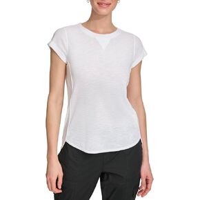 DKNY womens 3/4 Sleeve Mini Slub Waffle T-shirt