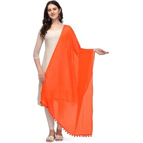 Chandrakala Chiffon Dupatta for Women, Shawl Scarf Wrap Chunni (D274-P)