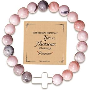 Zerobe Christian Cross Stone Stone Stone للنساء - الإيمان ، وهدايا عيد الميلاد والتخرج للمراهقين فتاة ، وأفضل الأصدقاء ، والأخوات ، والأخوات السرية