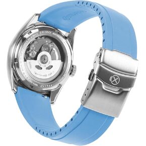 نطاقات مراقبة Strapxpro 20 مم 22 مم-FKM Rubber Watch STRAP استبدال ووتش ووتش نطاق للرجال والنساء ، Watchstrap القابل للتعديل القابل للتعديل (الأسود مع المشبك الفضي)