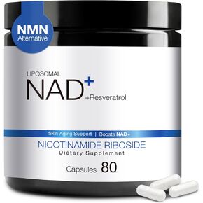 ملحق NAD - NAD NICOTINAMIDE RIBOSIDE RESVERATROL 900MG ، Liposomal NAD Plus للرجال والنساء ، NR Organic Pure Organic for Energy Anti -Age Focus ، 80 Capsules