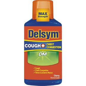 Delsym Adult Liquid, Cough Plus Chest Congestion Dm, Cherry, 6 Ounce (Pack of 6)