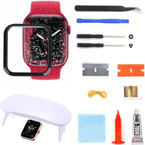 Watch SE 44MM Screen Replacement, Front Outer Glass Lens Repair Kit, Compatible with Apple Watch 4/5/6/SE (No LCD Screen & Touch Digitizer)