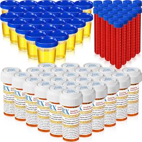 96 PCS التخرج إمدادات الطرف التمريضية ، 8 DRAM زجاجات حبوب منع الحمل الفارغة تدفع وتقلل حالات حبوب منع الحمل ، وعينة 4 أوقية أكواب البول عينة الجرار 15 مل trans tubes labes (التخرج)