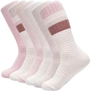 Lucky Brand Women's 6-Pack Exceptionally Soft Boot Style Socks, Rose/Cream/Multicolor, Size 5-10, Calf-Length, Waffle Knit, Ribbed Cuff