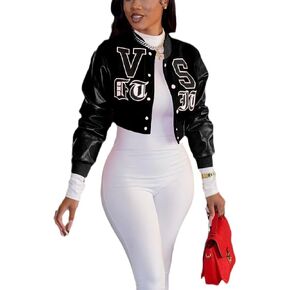 Thlai Women Orgsity Jacket Button أسفل Faux Faux Leather Jacket Stack
