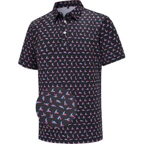 Mens Golf Polo Shirts Short Sleeve Dry Fit Performance Moisture Wicking Casual Funny Golf Polo Shirts for Men