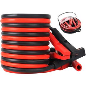 0 cauge 20ft jumper cables ، كابل الداعم الثقيل لشاحنة سيارة سيارة ، كابلات معززة للسيارات التجارية للبطاريات الميتة أو الضعيفة ، مع حقيبة التخزين والقفازات