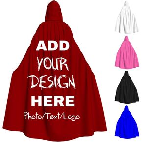 عباءات مقنعين مخصصة للجنسين الطول الكامل Cosplay Cape مع نص الصورة لحفلة عيد الميلاد في عيد الميلاد