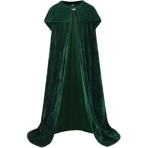 Toonrain Witch Cloak Velvet Hooded Cape Vampire Cape Witch Dress for Halloween Sorceress Cosplay للنساء البالغين (140 ، أسود)