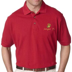 USMC Semper Fi Marine Corps Polo Golf Shirt