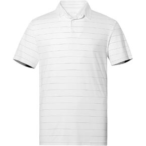 Fit Space Men's Golf Polo Sirt Slim Fit Performance قميص تنس مخطط UPF أكثر من 50+