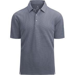 Esabel.C Bubble Men's Polo Shirts Short Sleeve Stretch Casual Jacquard Collared Golf Polo Shirts for Men