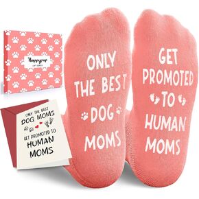 HAPPYPOP Pregnancy Gifts for New Mom - Promoted to Human Mom Gifts for Pregnant Women, Labor and Delivery Socks for Expecting Mother, Dog Mom Gifts