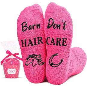 HAPPYPOP Fuzzy Animal Socks for Women - Cute Horse Cow Goat Gifts for Female Teen Girls