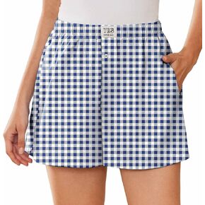 Ekouaer Womens Boxer Shorts Casual Lounge Pajama Shorts Summer Sleep Pants Y2K Beach Bottoms with Pockets