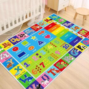 ABC Play Carpet for Kids - سجادة كبيرة في مرحلة ما قبل المدرسة مع ABCs والأرقام والحيوانات والألوان لغرفة اللعب والفصول الدراسية - (59 × 39.4 بوصة)