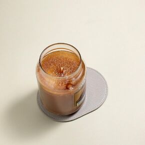 OLETHA Candle Holder Coaster Set of 2 - Compatible with Yankee Jar Candles - Aesthetic Decorative Mat for Table Protection - Tan
