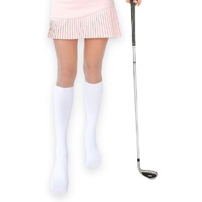 Two-Tone Knee-High Golf Stockings Pantyhose Tights UV Protection Spring Summer Autumn (US, Alpha, One Size, Regular, Regular, White)