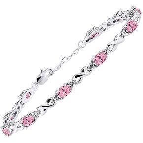 Rylos Bracelets for Women 925 Sterling Silver XO Hugs & Kisses Tennis Bracelet Gemstone & Genuine Diamonds Adjustable to Fit 7"-8" Wrist, 10 Gorgeous 6X4MM Jewelry for Women Friendship Bracelets