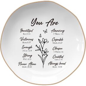 Christian Gifts - Bible Verses Jewelry Tray,Personalized Jewelry Dish, Spiritual and Religious Gifts for Women, Christian Faith-Based Gifts,Godmother Gift Ideas, (Heptagon)
