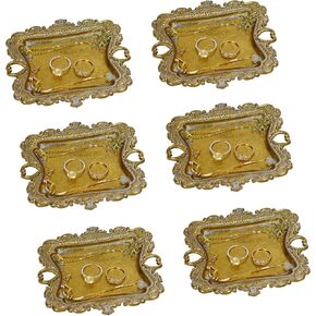 صينية مجوهرات حلية صغيرة فونية ، حامل خاتم (Gold-6Pack)