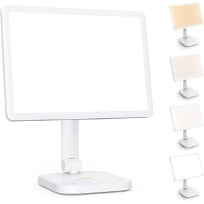 LASTAR Light Therapy Lamp, UV-Free 12000 Lux Max at 12", Sun Lamp with 5 Brightness Levels & 4 Color Temperatures & 6 Timer Functions, 180° Free Rotable Heavy Base Smart Plug Sunlight Lamp for Therapy