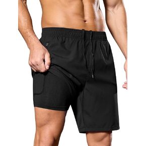 SILKWORLD Men's 2 in 1 Running Shorts 7" Workout Gym Athletic Shorts Quick Dry Lightweight Training Shorts with Pockets