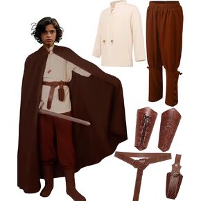 Kids Renaissance Costume Boys Medieval Viking Accessories Sets for Halloween Cosplay (No Sword/Cape)