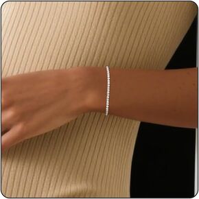 Adjustable Tennis Bracelets for Women Gold/Silver Dainty 14K Gold Plated Cubic Zirconia Bracelets for Women CZ Bling Diamond Bracelet for Prom Wedding