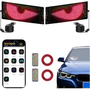 أضواء عيون Kuk LED للسيارة - 2pcs عرض مصفوفة LED قابلة للبرمجة ، 6.8 × 2.8 بوصة ، أضواء مرنة للنوافذ ، والضوء لأماكن السيارات والترفيه