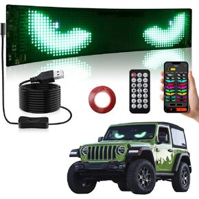 Devil Eyes Light for Car Windshield, 35.35''x7.56'' Led Eyes Light for Car Windows, Flexible Led Digital Display Screen, Dynamic Scrolling LED Sign with Remote & Bluetooth APP Control