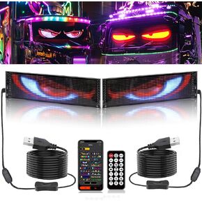 2PCS Devil Eyes Light للسيارات ، شاشة LED المرنة للسيارة ، IP65 مقاوم للماء DIY DIY DINMIC LED قابلة للبرمجة مع التحكم في التطبيق لنوافذ سيارات سيارات SUV SMAM