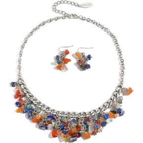 Bocar Necklace for Women, Statement Collar Gravel Necklace and Earring Set for Women Gift