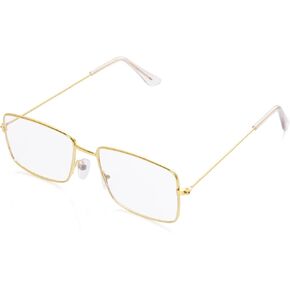 Old Man Costume Glasses, Rectangular Granny Fake Glasses for Grandma Grandpa Dress Up Cosplay Accessories Gold