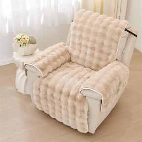 Plush Recliner Slipcover Home Faux Fur Fur Fluffy Recliner Chair Slipcover Non Slip Back Fuzzy Fluffy Reclining Cover Cover Soft Sofa Slipcover Protector (Camel)